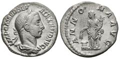 Imperio Romano SEVERUS ALEXANDER. Denarius. (Ar. 2.37g / 19mm). 228 AD Rome. (RIC 135). Anv: Laureate and draped bust of Alejandro Severo on the right, around the legend: IMP CM AVR AEV ALEXAND AVG. R