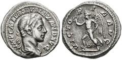 Imperio Romano SEVERUS ALEXANDER. Denarius. (Ar. 3.47g / 20mm). 225 AD Rome. (RIC 180). Anv: Laureate and draped bust of Alejandro Severo on the right, around the legend: IMP CM AVR SEV ALEXAND AVG. R