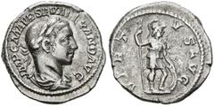 Imperio Romano SEVERUS ALEXANDER. Denarius. (Ar. 3.39g / 19mm). 222-228 AD Rome. (RIC 182). Anv: Laureate and draped bust of Alejandro Severo on the right, around the legend: IMP CM AVR SEV ALEXAND AV