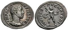 Imperio Romano SEVERUS ALEXANDER. Denarius. (Ar. 3.43g / 21mm). 232 AD Rome. (RIC 238). Anv: Laureate and draped bust of Alejandro Severo on the right, around the legend: IMP ALEXANDER PIVS AVG. Rev: 