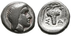Grecia Antigua THRACIA, Saratokos. Diobolus. (Ar. 0.89g / 10mm). 444-424 BC (SNG Copenhagen does not quote; Topalov 69). Almost Extremely Fine. Beautiful patina. Limited.