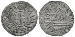 World coins FRANCE, Carlos the Bald. Money. (See 1.23g / 22mm). 840-864. Sens. (Duplessy 928). Anv: Cross with points in the four quadrants within grafila, around legend: CARLVS REX FR. Rev: Tetra-sty