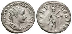 Roman Empire GORDIAN III. Antoninian. (Ar. 3.87g/21mm). 241-243 AD Rome. (RIC 9). Obv: Draped and radiated bust of Gordian III right, around legend: IMP GORDIANVS PIVS FEL AVG. Rev: Gordian III standi