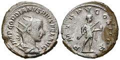 Roman Empire GORDIAN III. Antoninian. (Ar. 4.24g/22mm). 241-243 AD Rome. (RIC 93). Obv: radiated and draped bust of Gordian III right, around legend: IMP GORDIANVS PIVS FEL AVG. Rev: Gordian III right