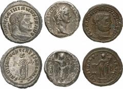 ROMAN COINS. ROMAN EMPIRE. Claudius, Maximianus & Constantius. Lot of 3 Coins. Billon. Very Fine. Lot including 1x Billon Tetradrachm of Claudius struck in Alexandria mint, 1x Billon Follis of Constan