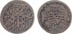 Brésil, Pierre II, 20 réis, s.d. (1699) Rio de Janeiro A/PETRUS. II. DG. P: REX. B. Écu couronné. Armes du Brésil accostées de quatre rosettes. Billon. 13,5 mm. 0,00 g. 12 h. R. TTB. Russo.129. KM.85.