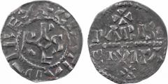 Raoul, denier, s.d. Paris A/+ GRATIA DI REX Monogramme de Raoul sous forme R, O, D, V, L, F, V et S En quatre lignes : + / PARISI/ CIVITA/ + TTB+, RR Argent, 19,7 mm, 1,14 g, 1 h D.774 (36 ex.) MG.158