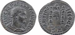 Roman provincial coins Pisidie, Antioche de Pisidie, Volusien, AE21, 251-253 A/IMP CAEP AELLOVAAEPIAN Buste radié, drapé et cuirassé, à droite R/ANTIO - CHOC// S - R Aigle sur un vexillum entre deux e