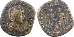 Roman imperial coins Tranquilline, dupondius, Rome, 241 A/SABINA TRANQVILLINA AVG Buste diadémé et drapé sur un croissant à droite R/CONCORDIA AVGVSTORVM/ SC Gordien III et Tranquillina de face, se te