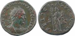 Roman imperial coins Trajan Dèce, double sesterce, Rome, 249-251 A/IMP C M Q TRAIANVS DECIVS AVG Buste radié à droite, drapé et cuirassé, vu de trois quarts en avant R/FELICITAS SAECVLI/ S/ C La Félic