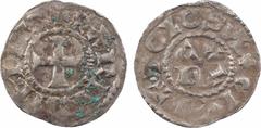 Carolingian coins Charles le Simple ou Charles Empereur, denier, Toulouse A/+ CARLVS IMP R Croix R/(à 8 h.) + TOLOSA + CIVI En deux lignes : CA/ RL Argent 20,0 mm 1,11 g 12 h TB+, RR D.1007 (10 ex.), 