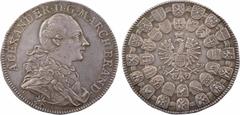 World coins : Europe Allemagne, Brandebourg-Ansbach, Alexandre, thaler, 1779 Schwabach A/ALEXANDER. D. G. MARCH. BRAND Buste tête nue à droite d'Alexandre ; en-dessous signature G Dans deux cercle con
