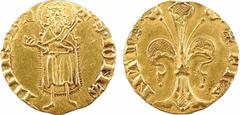 Capetian gold coins Jean II le Bon, florin d'or, (1360) Montpellier ou Toulouse A/+ FRA - NTIA Lis florentin R/+. S. IOHA - NNES. B. (différent) St Jean-Baptiste debout de face, nimbé et bénissant de 