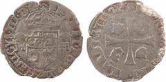 French Dauphiné coins Henri III, douzain du Dauphiné aux 2 H couronnées, 1578/7 Grenoble A/(à 6 h.) HERICVS. III. D. G. (rose) (différent) FRAN. ET. POL. R Écu de France-Dauphiné couronné, accosté de 