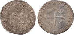 French Dauphiné coins Henri III, douzain du Dauphiné aux 2 H, 1589 Grenoble A/(à 12 h.) HENRICVS. III. D. G. FRAN. ET. POL. R (différent) Écu de France-Dauphiné couronné, accosté de deux H ; différent