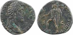 Roman imperial coins Commode, sesterce, Rome, 192 A/L AEL AVREL COM-M AVG P FEL Tête laurée à droite R/P M [TR P XVII IM]P VIII COS VII P P/ S/ C Mars nu, le manteau flottant derrière lui, debout à ga