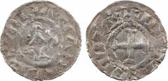 Carolingian coins Charles le Simple, denier, s.d. (898-923) Metz A/(à 9 h.) + GRATIA DEI REX Monogramme de Charles sous forme CRLS R/+ METTIS CIVITAS Croix Argent 20,6 mm 1,44 g 12 h TB, RR D.645 (17 