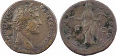 Roman imperial coins Antonin le Pieux, sesterce, Rome, 147 A/ANTONINVS AVG PI - VS P P TR P COS IIII Tête laurée à droite R/FELI - CIT - AS AVG/ S/ C La Félicité debout à gauche, tenant un capricorne 