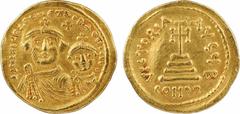 Byzantine coins Héraclius et Héraclius Constantin, solidus, Constantinople, 2e officine, 610-641 A/dd NN hERACLIuS ET hERA CONST P P AV Bustes couronnés et drapés vus de face ; Héraclius est à gauche 