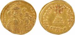 Byzantine coins Constant II et Constantin IV, solidus, Constantinople, 3e officine, 654-659 A/d N CONSTANTINVS C CONSTANT Bustes de Constant II et de Constantin IV couronnés et drapés, vus de face ; a