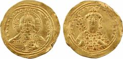 Byzantine coins Constantin VIII, histamenon nomisma, Constantinople, 1025-1028 A/+ IhS XIS REX REGNANTINM Buste nimbé et drapé du Christ de face, levant la main droite en signe de bénédiction et tenan