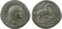 Roman imperial coins Titus César (sous Vespasien), sesterce, la Judée captive, Rome, 72 A/ T CAES VESPASIAN IMP PON TR POT COS II Tête laurée à droite R/S/ C Titus sur son cheval à droite, chargeant u