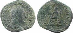 Roman imperial coins Philippe Ier l'Arabe, sesterce, Rome, 249 A/IMP M IVL PHILIPPVS AVG Buste lauré à droite, drapé et cuirassé, vu de trois quarts en arrière R/FORTVNA REDUX/ S C La Fortune assise à