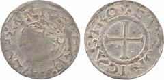 Carolingian coins Lothaire, denier, Chinon, c.954-986 A/LOTHARIVS REX Buste couronné à gauche de Lothaire R/+ CAINONI CASTRO Croix Argent 20,1 mm 1,25 g 8 h B+ / TB+, RRR Dep.320 (1 ex.), Revue numism