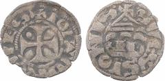 Feudal coins Soissons (comté de), Jean II à Jean V, denier, s.d. (XIIIe s.) Soissons A/+ IOHANNE COMES Croix cantonnée d'un besant au 1 R/SVESSIONIS, S couchées Temple Argent 17,5 mm 0,77 g 2 h TB, RR