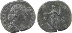 Roman imperial coins Faustine Jeune, sesterce, Rome, 161-176 A/FAVSTINA AVGVSTA Buste diadémé et drapé à droite R/IVNO/ S/ C Junon debout à gauche, tenant une patère et un long sceptre ; à ses pieds, 