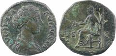 Roman imperial coins Lucille, sesterce, Rome, 166-169 A/LVCILLA AVGVSTA Buste drapé à droite, vu de trois quarts en avant R/[IVNO]/ S/ C Junon assise à gauche, tenant une patère et un sceptre Bronze 2