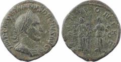 Roman imperial coins Trajan Dèce, sesterce, Rome, 250 A/IMP C M Q TRAIANVS DECIVS AVG Buste lauré à droite, drapé et cuirassé, vu de trois quarts en avant R/[PA]NNONIAE/ S/ C Les deux Pannonie debout 