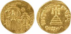 Byzantine coins Constant II et Constantin IV, solidus, Constantinople, officine indéterminée, 654-659 A/d N CONSTANTIVS C CONSTAI Bustes de Constant II et de Constantin IV couronnés et drapés, vus de 