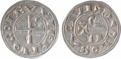 Feudal coins Toulouse (évêché et comté de), Guillaume IV ou Guillaume IX, denier, s.d. (1098-1127) Toulouse A/VVIELMO COME Croix cantonnée d'une S au 2e canton R/+ TOLOSA CIVI PAX déformé dans le cham