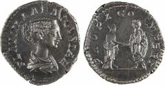 Roman imperial coins Plautille, denier, Rome, 202 Plautille, denier, Rome, 202 A/PLAVTILLAE AVGVSTAE Buste drapé à droite R/PROPAGO IMPERI Argent 18,5 mm 3,12 g 7 h Plautille et Caracalla debout face 