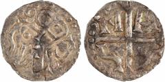 Carolingian coins Charlemagne, denier, Marseille Charlemagne, denier, Marseille En deux lignes séparées par trois points : CARO/ LVS, [A et R liés] ; légende rétrograde Argent 16,0 mm 1,01 g 6 h Croix