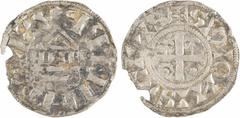 Capetian coins Philippe Ier, denier 3e type, légende rétrograde, Sens Philippe Ier, denier 3e type, légende rétrograde, Sens A/(à 7 h.) PHILIPPVS REX (légende rétrograde) Temple à quatre colonnes sur 