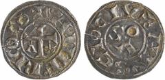 Feudal coins Fezensac (comté de), Aimeri II, denier, s.d. (après 1058) Auch Fezensac (comté de), Aimeri II, denier, s.d. (après 1058) Auch A/+ AIMERICO CO Croix à laquelle sont appendus l'alpha et l'o