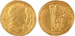 Roman imperial coins Valens, solidus, Antioche, 364-367 A/D N VALENS - PER F AVG Buste diadémé à droite, drapé et cuirassé, vu de trois quarts en avant R/RESTITVTOR REIPVBLICAE/ .ANT. L'Empereur debou