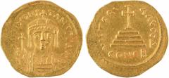 Byzantine coins Tibère II Constantin, solidus, Constantinople, 4e officine, 578-582 A/d m Tib CONS - TANT P P AVG Buste couronné et cuirassé vu de face, tenant un globe crucigère et un bouclier orné d