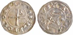 Feudal coins Toulouse (évêché et comté de), Guillaume IV ou Guillaume IX, denier, s.d. (1098-1127) Toulouse A/VVIELMO COME Croix cantonnée d'une S au 2e canton R/+ TOLOSA CIVI PAX déformé dans le cham