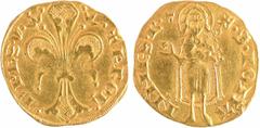Feudal coins Dauphiné, Viennois (dauphins du), Charles (V), florin d'or, 2e émission, s.d. (avant 1364) A/+ KROL. - .DPhS V Lis florentin R/+. S. IOHA - NNES. B. (tour) St Jean-Baptiste debout de face