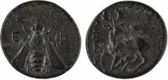 Greek coins Ionie, Éphèse, bronze AE14, c.390-302 av. J.-C A/E/ F Abeille vue de face R//[M]HΣIANA Biche à gauche, regardant à droite Bronze 14,0 mm 1,98 g 12 h SUP SNG Cop.245 € EUR € EUR