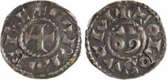 Feudal coins Toulouse (évêché de), sous Charles le Simple et l'évêque Hugues, denier, s.d. (avant 929) Toulouse A/+ CARLVS RE Croix R/+ TOLOSA CIVI Dans le champ V, G et O Argent 19,4 mm 1,21 g 12 h T