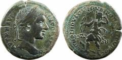 Élagabale, moyen bronze, Nicopolis, 218-222 A/AVT K M AVR ANTWNEINOC, Tête laurée à droite R/VP NOBIOV POVFOV NIKOPOLITWN PROC/ ICTR/ ON, Artémis marchant à gauche, tenant son arc et cherchant une flè