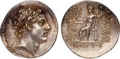 Ancient Greek Coins Seleukid Kingdom. Antiochos IV Epiphanes. Silver Tetradrachm (16.83 g), 175-164 BC. Antioch on the Orontes, ca. 168-164 BC. Diademed head of Antiochos IV right; stars on diadem end