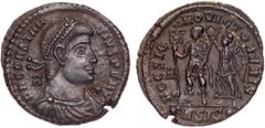 Ancient Roman Coins Constantius II. Æ Centenionalis (4.86 g), AD 337-361. Siscia, 350. D N CONSTANTIVS P F AVG, diademed, draped and cuirassed bust of Constantius II right; behind, A; before, star. Re