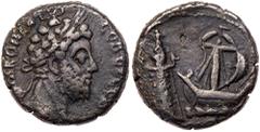 Ancient Coins Commodus. BI Tetradrachm (11.39 g), AD 177-192. Mint of Egypt, Alexandria, RY 29 (AD 188/9). M A KOM ANTω CEB EVCEB, laureate head of Commodus right. Reverse: Galley sailing right over w