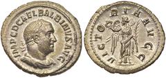 Ancient Coins Balbinus, AD 238. AR Denarius minted at Rome, c. April-June AD 238. Laureate, cuirassed and draped bust right of Balbinus. Reverse: Victory standing facing with head left, holding wreath