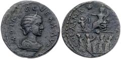 Ancient Coins Otacilia Severa, wife of Philip I., 244. Damascus in Syria. M OTAC SEVERA AVG, diademed and draped bust of Otacilia Severa right. Reverse: COL ΔAMA METRO, above, Fortuna seated left on r